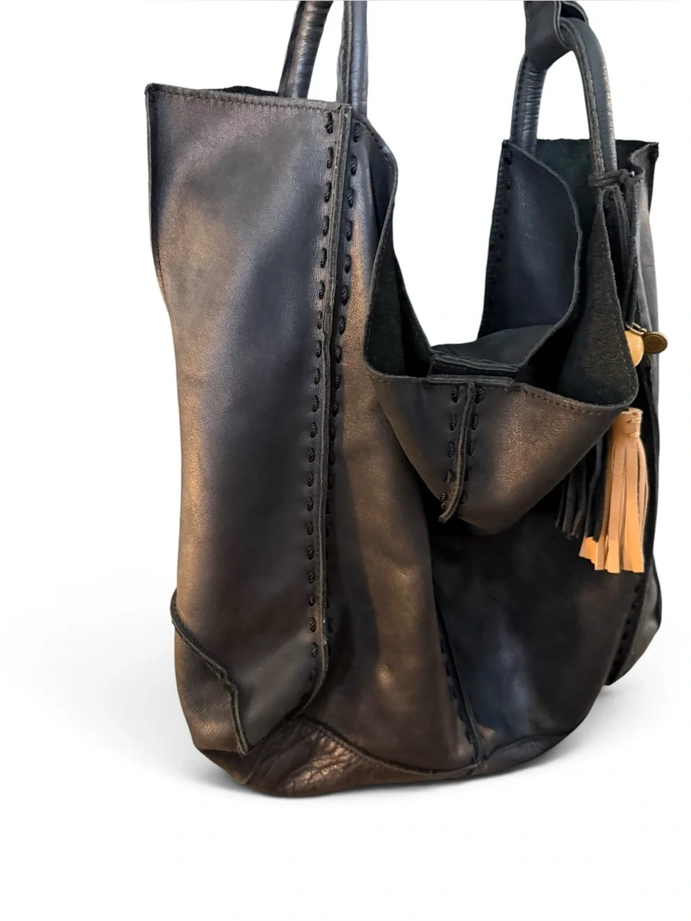 Los Feliz Large Leather Tote by The Sak in Black
